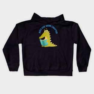 Little alligator reading book Just one more chapter I Love Books Bookoholic Kids Hoodie